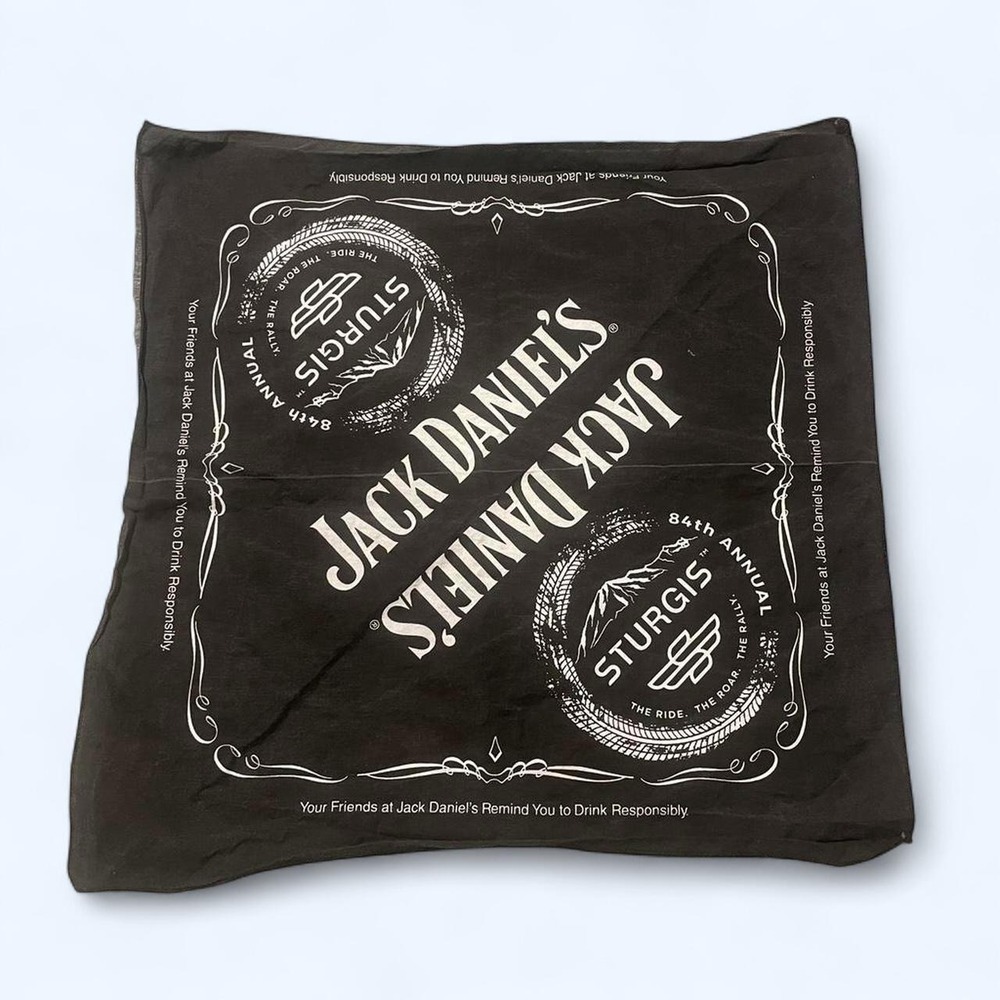 Jack Daniels logo black cotton vintage like bandana